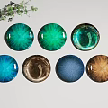 Colorful Circular Wall Decor With Green Blue Brown Glossy Gem Like Texture 3d model