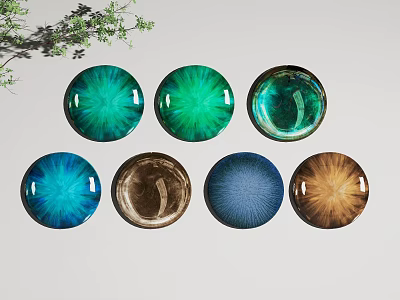 Colorful Circular Wall Decor With Green Blue Brown Glossy Gem Like Texture 3d model