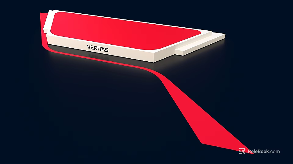 Red Stage Design With White Border And VERITAS Logo On Dark Background 3d model 