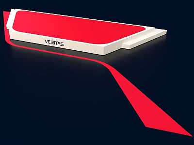 Red Stage Design With White Border And VERITAS Logo On Dark Background 3d model