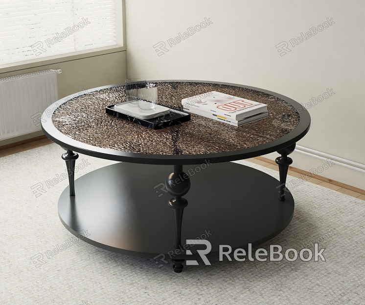 Water corrugated glass coffee table model