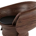 Stylish Modern Wooden Leisure Chair With Curved Design And Black Cushion
