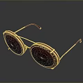Luxury Sunglasses With Gold Frame Red Temples Leopard Print Accents And Dark Lenses