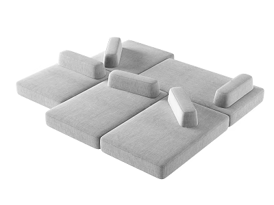 Modern Gray Modular Sofa Set With Multiple Cushions And Flexible Arrangement Design 3d model