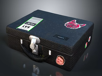 Black Storage Case With Lys Label Red Emblem Stickers Handle And Lock 3d model