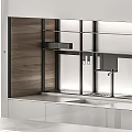 Modern Kitchen Interior Design With Wooden Cabinets Open Shelves And Marble Countertop