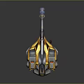 Futuristic Yellow And Gray Mechanical Device With Long Barrel And Complex Structure