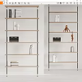 Modern Stylish Shelving Unit With Books Decorative Sculptures White Vases And Black Box