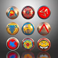 Weapon Decorative Badges With Various Emblems Including Helmet Lion And Abstract Designs