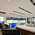 Modern Government Service Hall Interior With Service Counters Digital Screens And Waiting Chairs