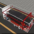 Truck Transporting Black Car In Transparent Display Case With Red Bow And Balloons