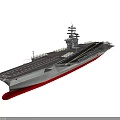 Naval Aircraft Carrier Flight Deck With Fighter Jets Runway And Island Superstructure