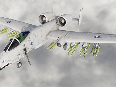 A10 Attack Aircraft Warthog Jet Fighter Ground Attack Aircraft 3d model