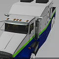 Heavy Duty Truck With White Blue Green Stripe Cab Multiple Wheels And Platform