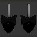 Fashionable Black Bow Earrings With Silver Hooks And Heart Shaped Pendants