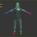 Game Movie Character with Metallic Helmet Gray Bodysuit Orange Blue Accents Mechanical Armor Standing Pose