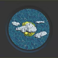 Crystal Ball Scene With Clouds Green Tree Small House And Blue Water