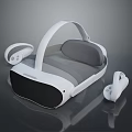 White Modern VR Headset With Controllers And Comfortable Padding Design 3d model