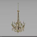 Elegant Golden Chandelier With Multiple Arms And Sparkling Crystal Decorations For Luxury Home