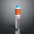 Industrial Warning Light With Blue Top Orange Stripe And Silver Base