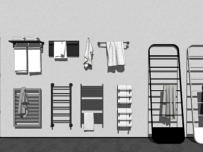 Modern Functional Bathroom Racks With Wall Mounted Designs And Towel Holders 3d model