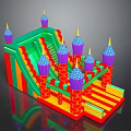 Kids Inflatable Castle with Colorful Slides and Spire Towers for Play Fun