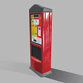 Red Commercial Self Service Payment Terminal With Display And Control Panel 3d model