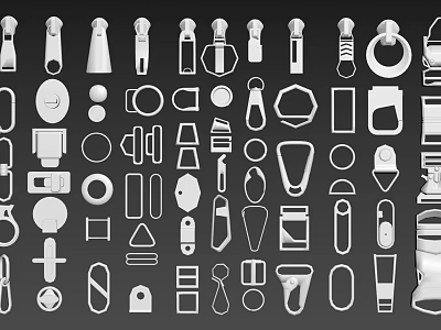 Set of Diverse White Shaped Icons Including Tools and Design Symbols 3d model