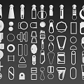 Set of Diverse White Shaped Icons Including Tools and Design Symbols