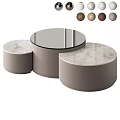 Modern Round Nesting Coffee Tables Set with Marble Top Gray Finish and Multiple Color Options 3d model