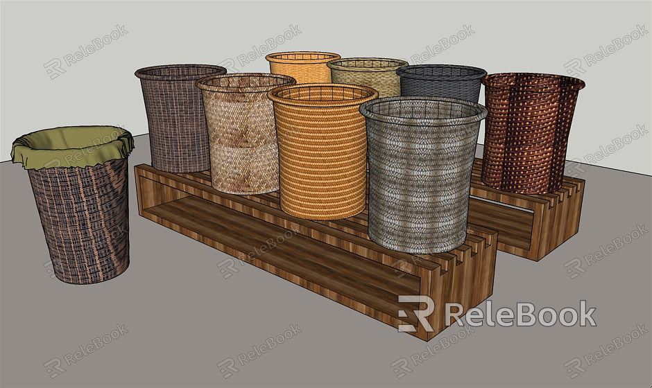 Modern Storage Basket Supermarket Display Woven Basket Display Props model