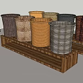 Modern Storage Basket Supermarket Display Woven Basket Display Props 3d model
