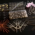 Various Decorative Lights With String Star And Circular Designs For Festive Decoration