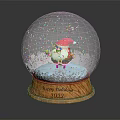 Wooden Side Table Adorned with Santa Snow Globe for Happy Holidays 2022