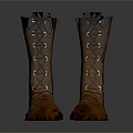 Brown Leather High Top Boots Featuring Lace Up Design And Distressed Finish