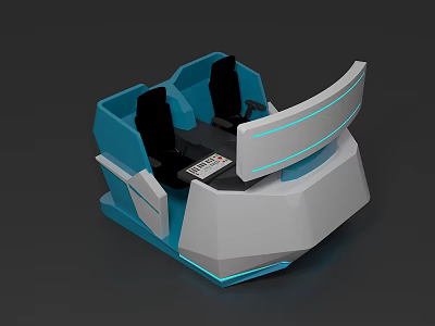 Futuristic Gray And Blue Console Chair With Ergonomic Seats Digital Display And Accent Lighting 3d model