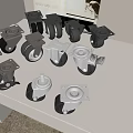 Various Heavy Duty Caster Wheels With Metal Brackets And Rubber Tires