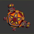Polygonal Red Orange Creature With Geometric Shell And Glowing Limb Parts 3d model