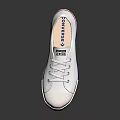 Classic White Canvas Shoes With Round Toe Red Blue Stripe Sole And White Laces