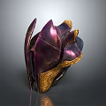 Ornate Purple And Gold Metallic Helmet With Decorative Texture And Fashion Accents
