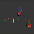 Red Thermos Flask With Detachable Lid Straw And Seal Ring Components