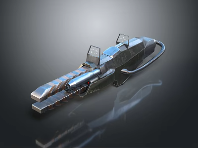 Futuristic Metallic Weapon with Shiny Surface Advanced Sights and Sleek Sci Fi Design 3d model