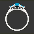 Elegant Silver Jewelry Ring With Blue Gemstones And Central Stone Design