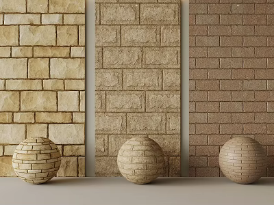 Tile Display With Different Styles And Decorative Spheres 3d model