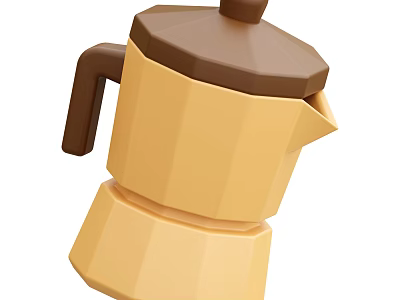Stylish Low Poly Coffee Pot With Yellow Brown Design For Modern Kitchen Utensils Home Brewing 3d model