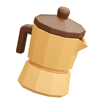 Stylish Low Poly Coffee Pot With Yellow Brown Design For Modern Kitchen Utensils Home Brewing 3d model