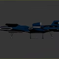 Futuristic Blue And Black Spaceship With Aerodynamic Design For Cosmic Exploration