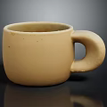 Beige Ceramic Mug For Daily Use With Simple Design And Smooth Handle 3d model
