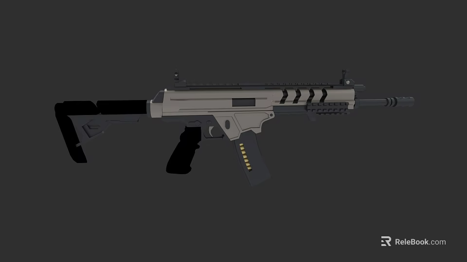 Modern Tactical Rifle Design With Rail System Magazine And Black Gray Finish 3d model 