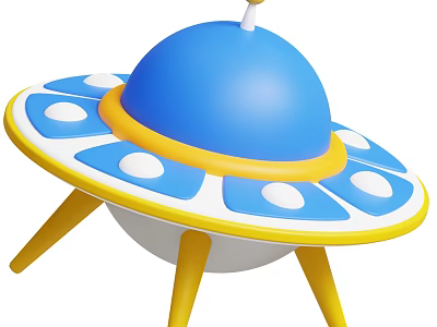 Colorful UFO Toy With Blue Dome Yellow Ring Base White Dots And Legs 3d model